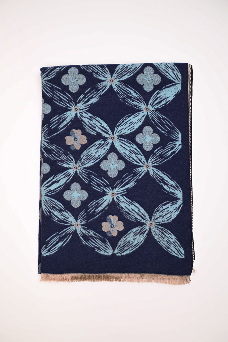 Geometric & floral motif scarf