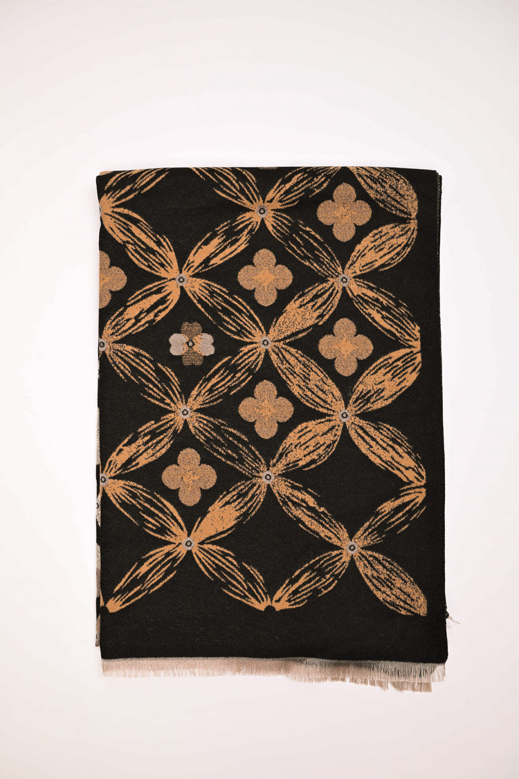 Geometric & floral motif scarf