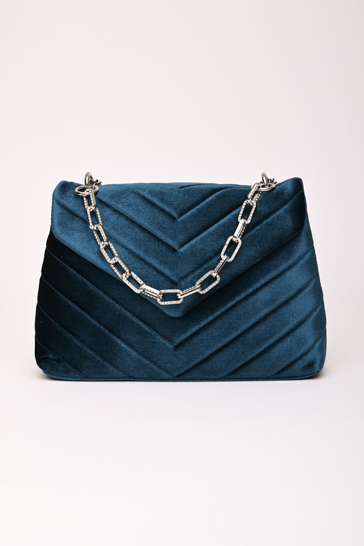 Quilted velvet shoulder bag