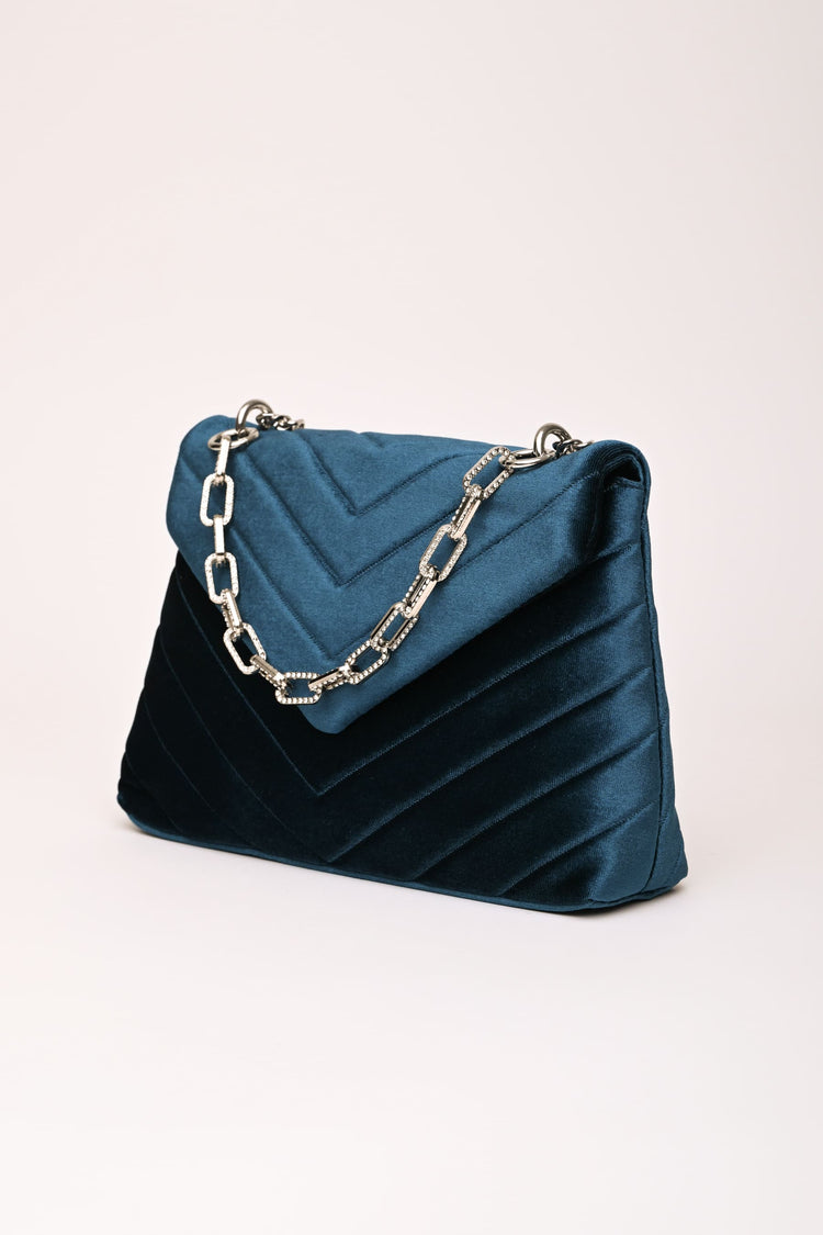 Quilted velvet shoulder bag
