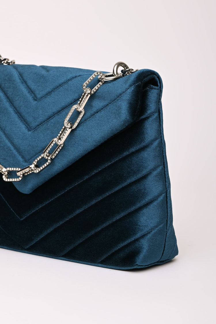 Quilted velvet shoulder bag