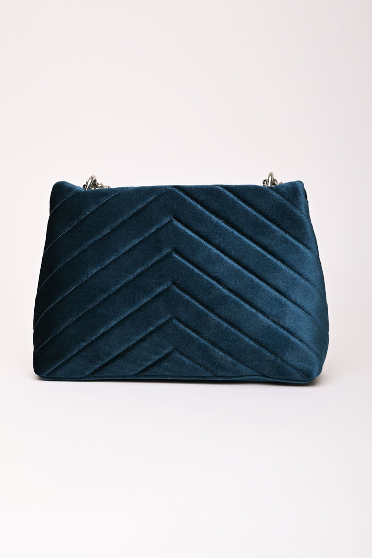 Quilted velvet shoulder bag