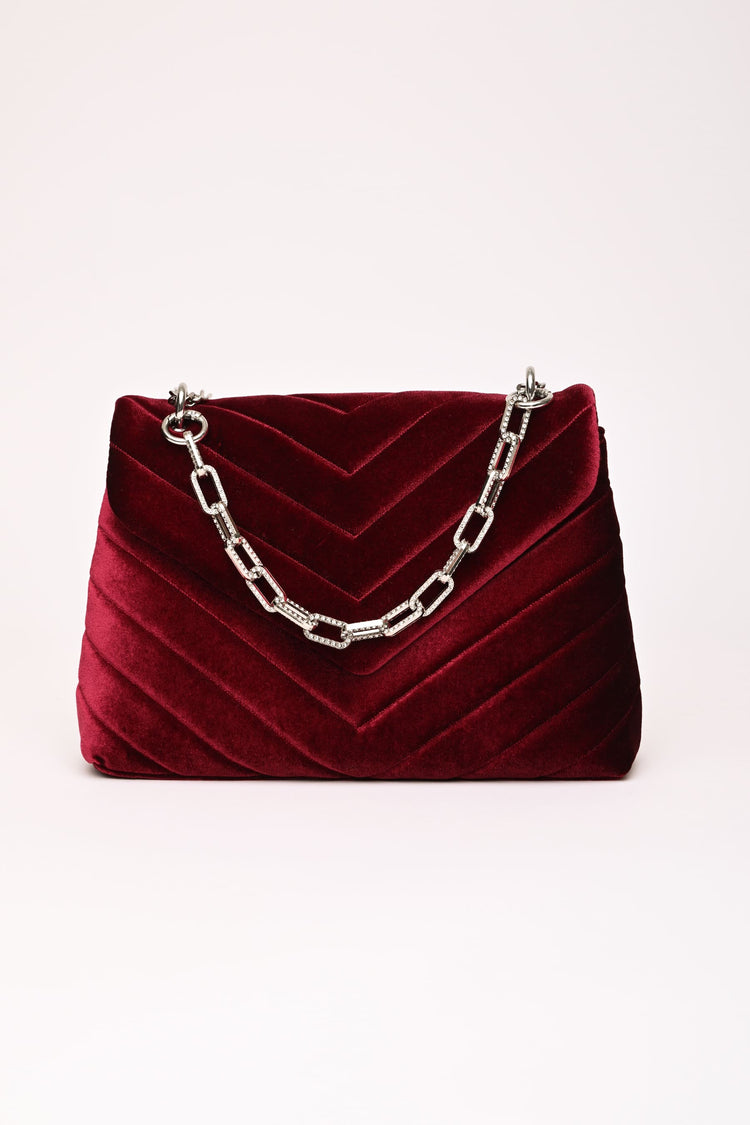 Quilted velvet shoulder bag