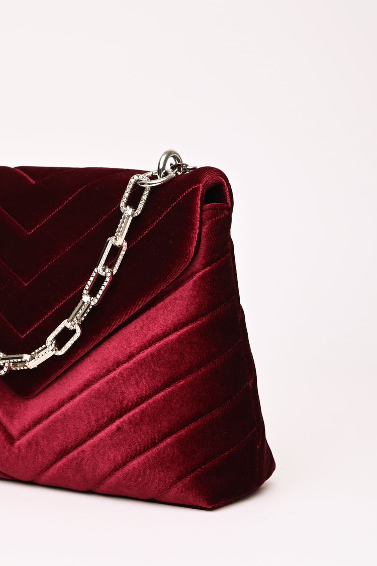 Quilted velvet shoulder bag