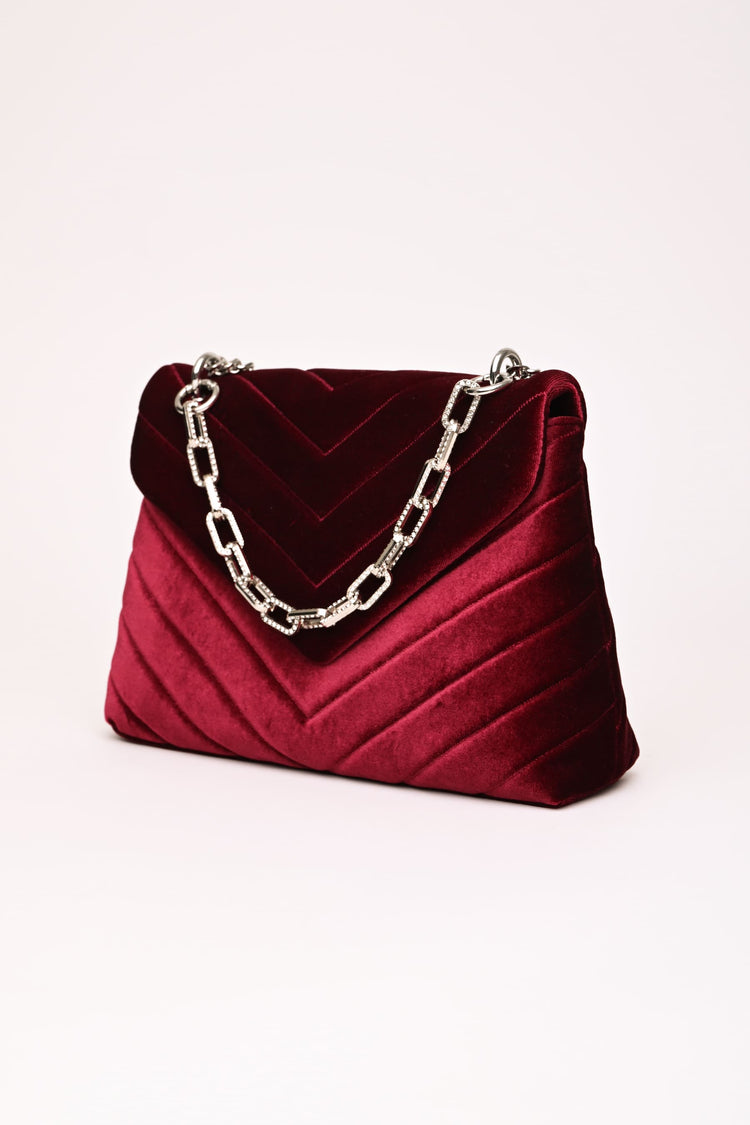 Quilted velvet shoulder bag