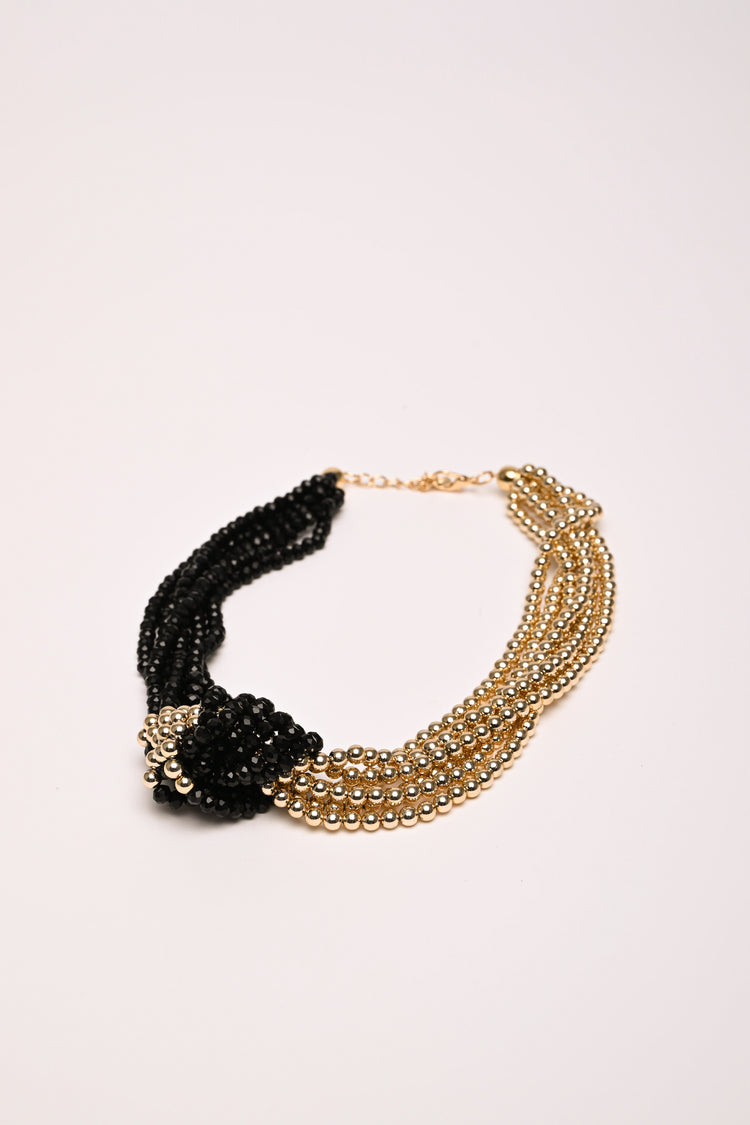 Knot beaded multi-strand necklace