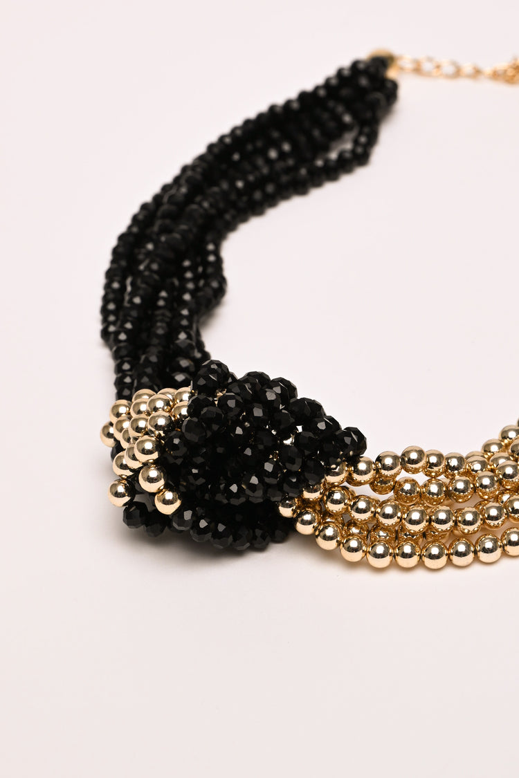 Knot beaded multi-strand necklace