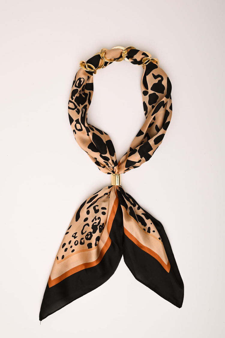 Animalier print scarf necklace