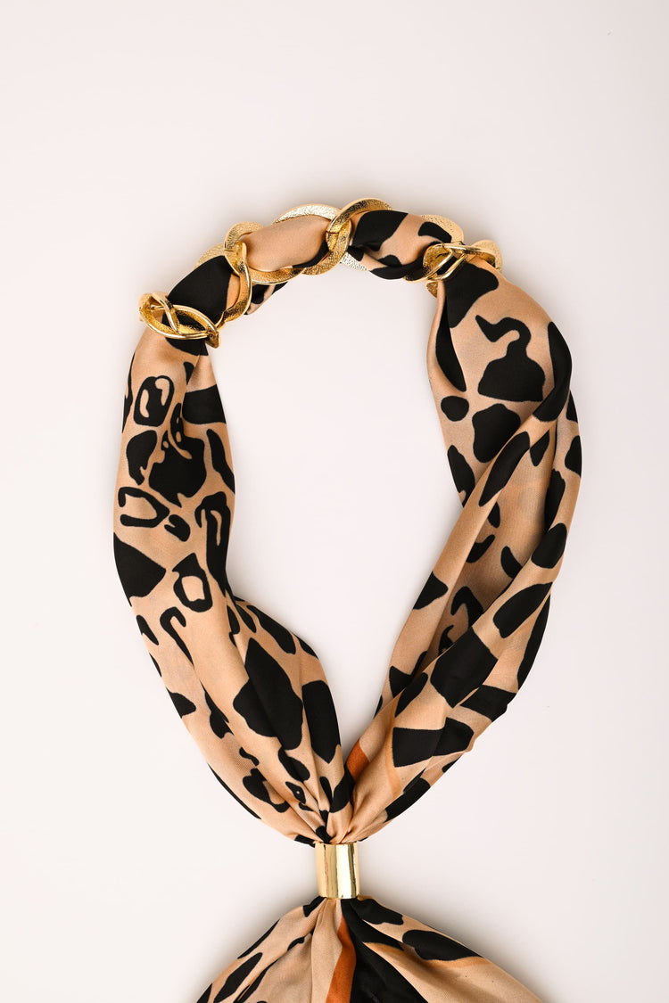 Animalier print scarf necklace