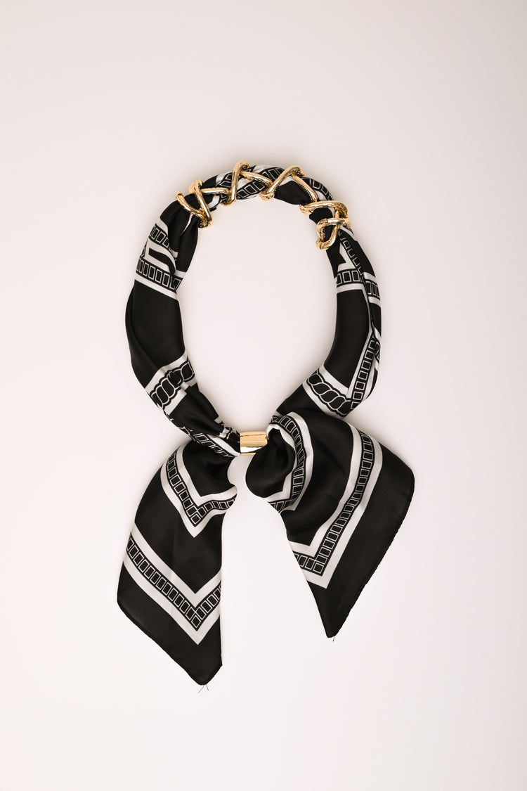 Geometric print scarf necklace