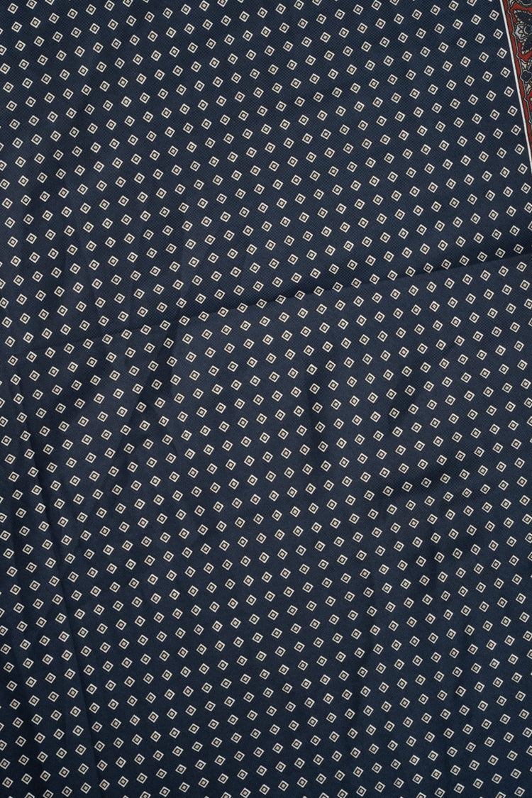Geometric print blue satin scarf
