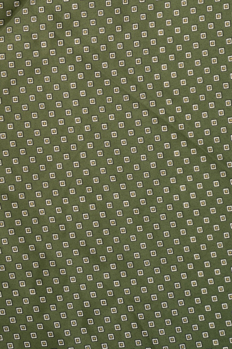 Geometric print olive green satin scarf