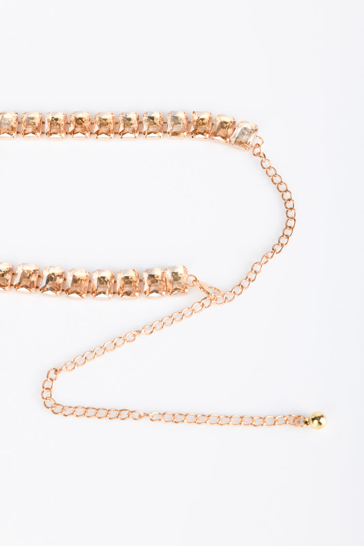 Rhinestoned chain belt