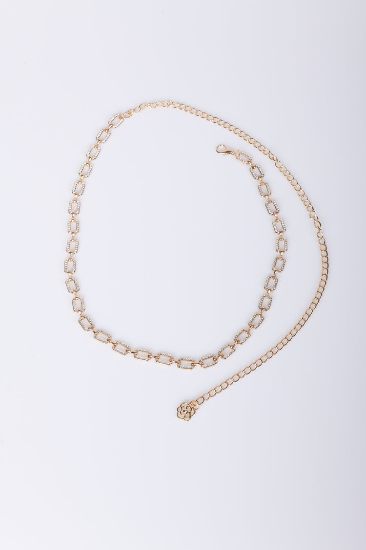 Rhinestone chain belt