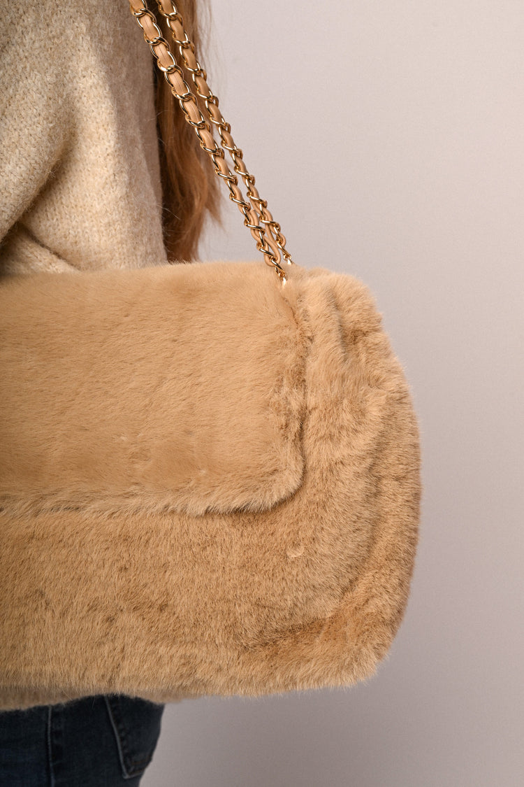 Faux fur shoulder bag