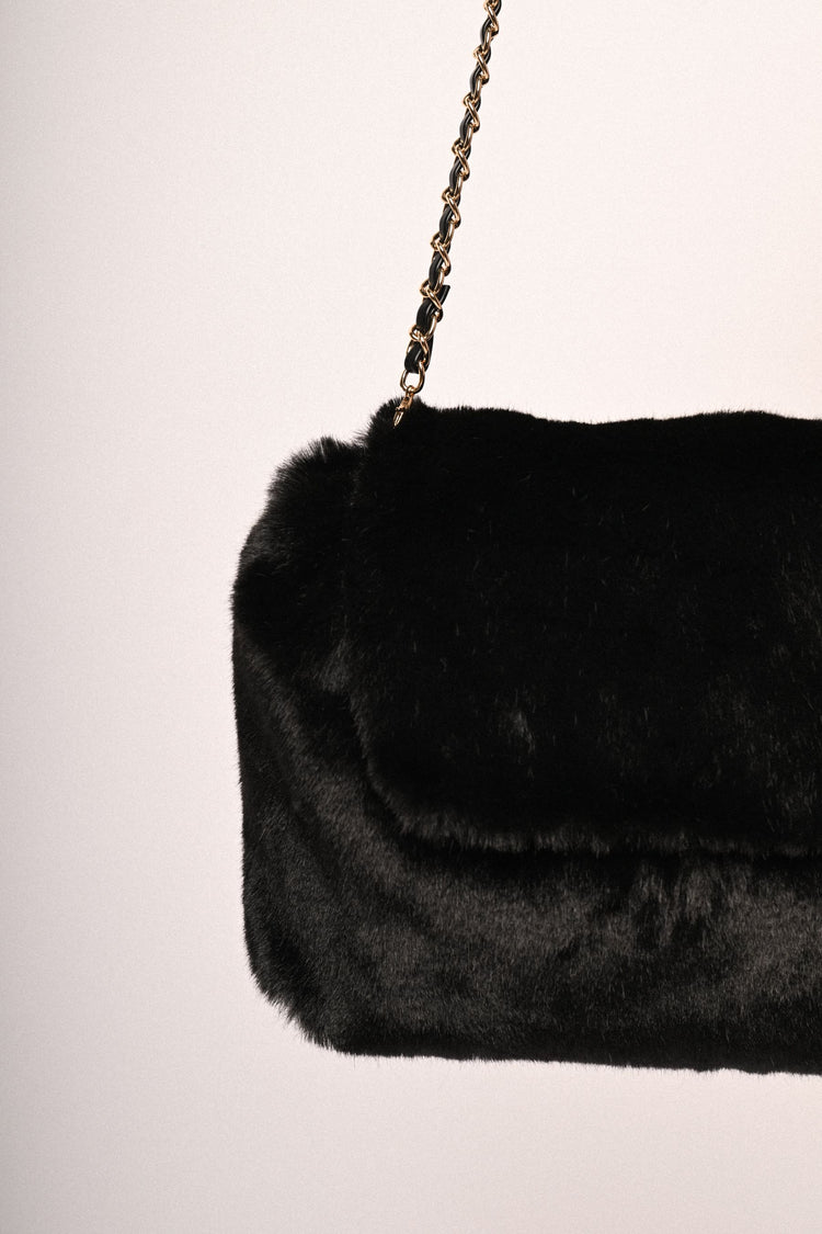 Faux fur shoulder bag