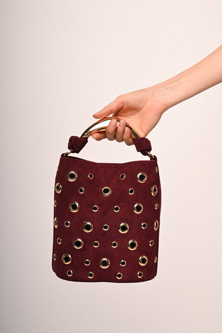 Stud-embellished bucket bag