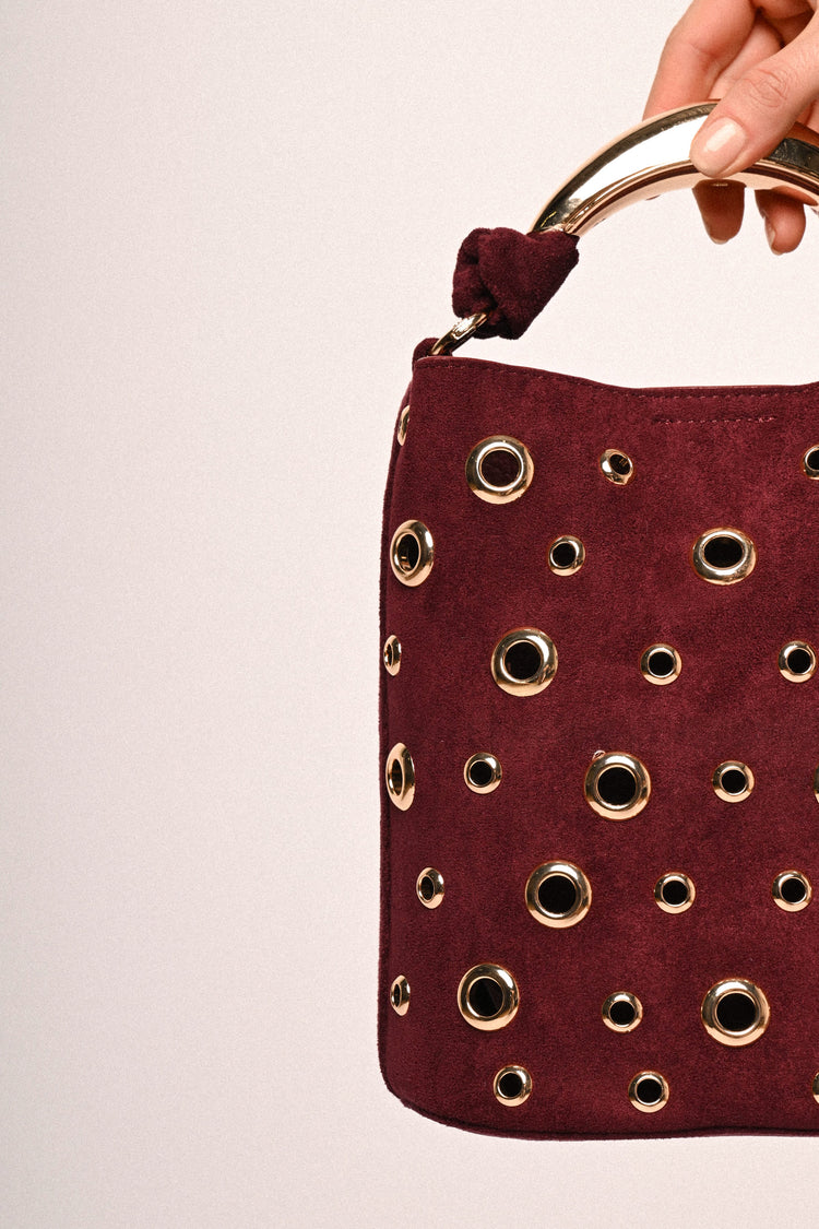 Stud-embellished bucket bag