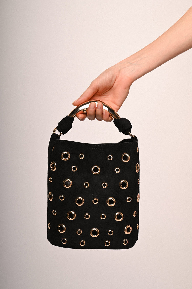 Stud-embellished bucket bag