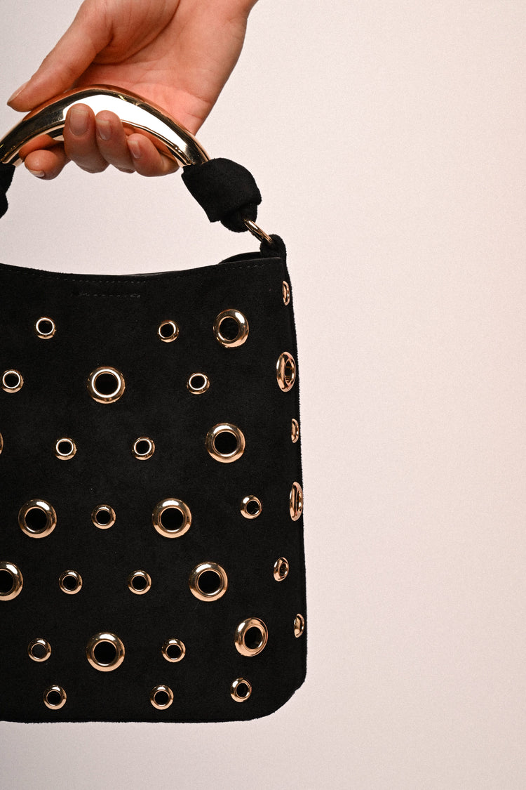 Stud-embellished bucket bag