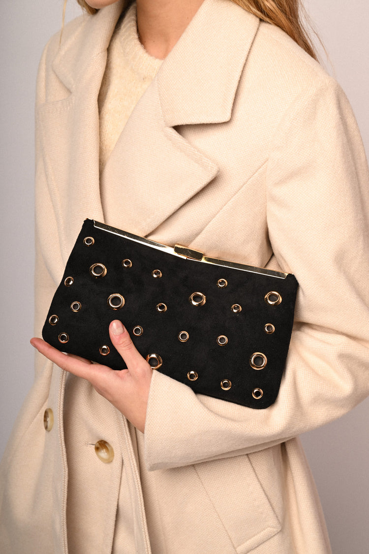 Stud-embellished clutch bag