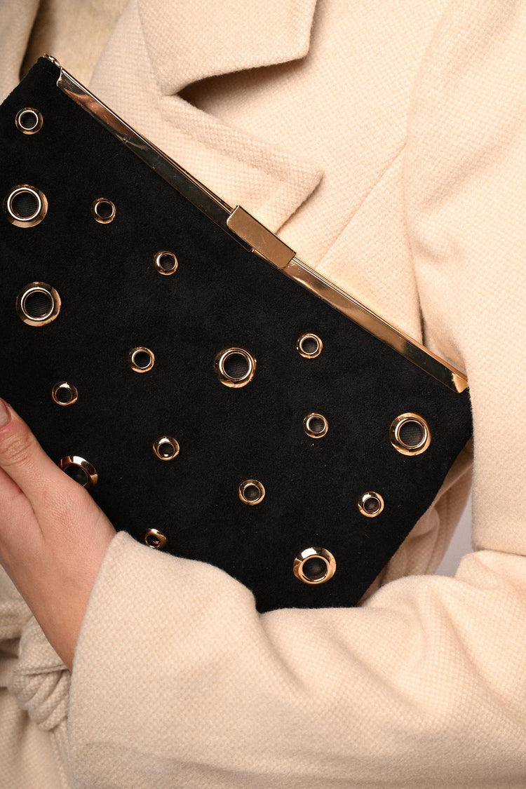 Stud-embellished clutch bag