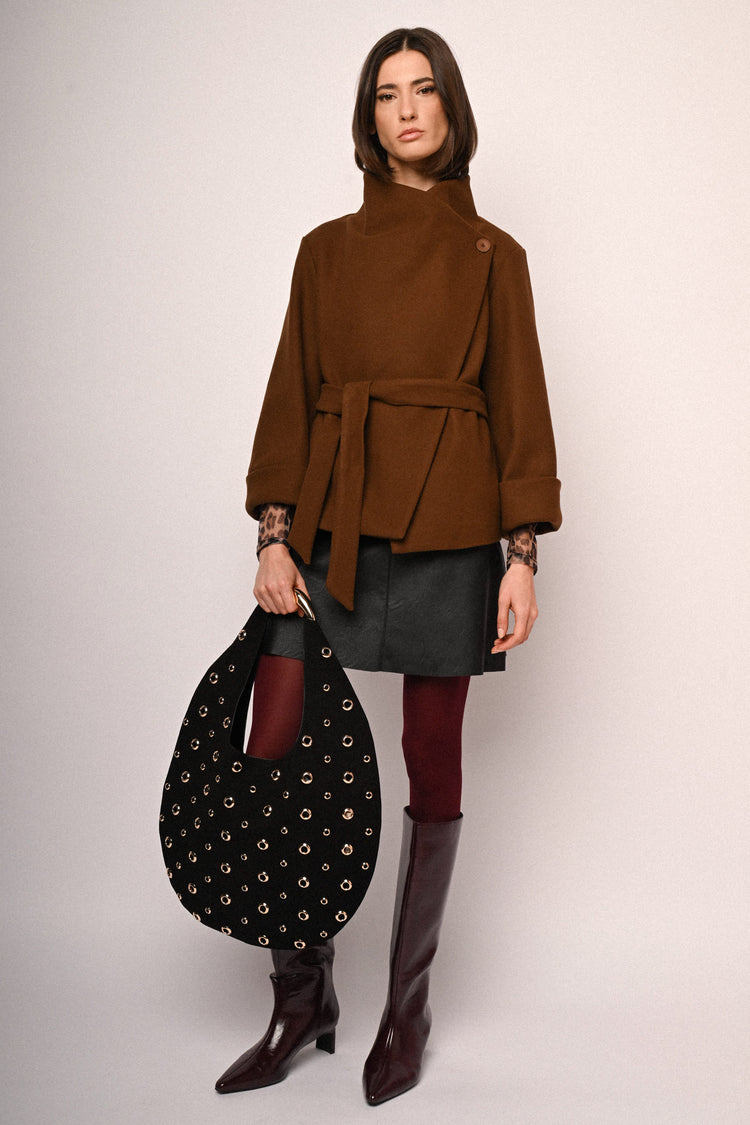 Stud-embellished hobo bag