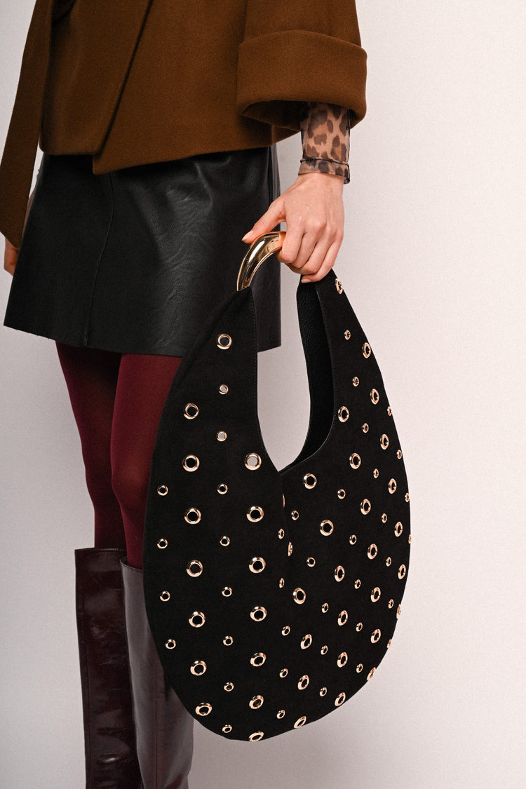 Stud-embellished hobo bag