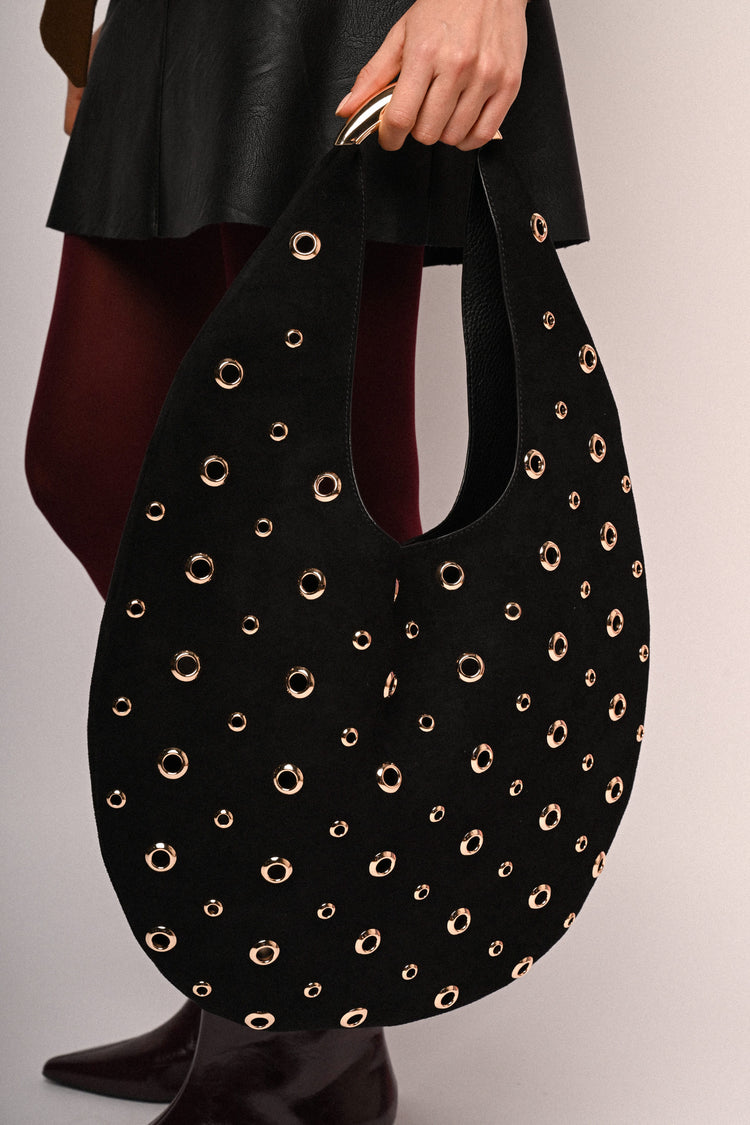 Stud-embellished hobo bag