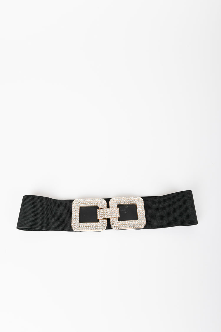 Double square buckle elastic belt