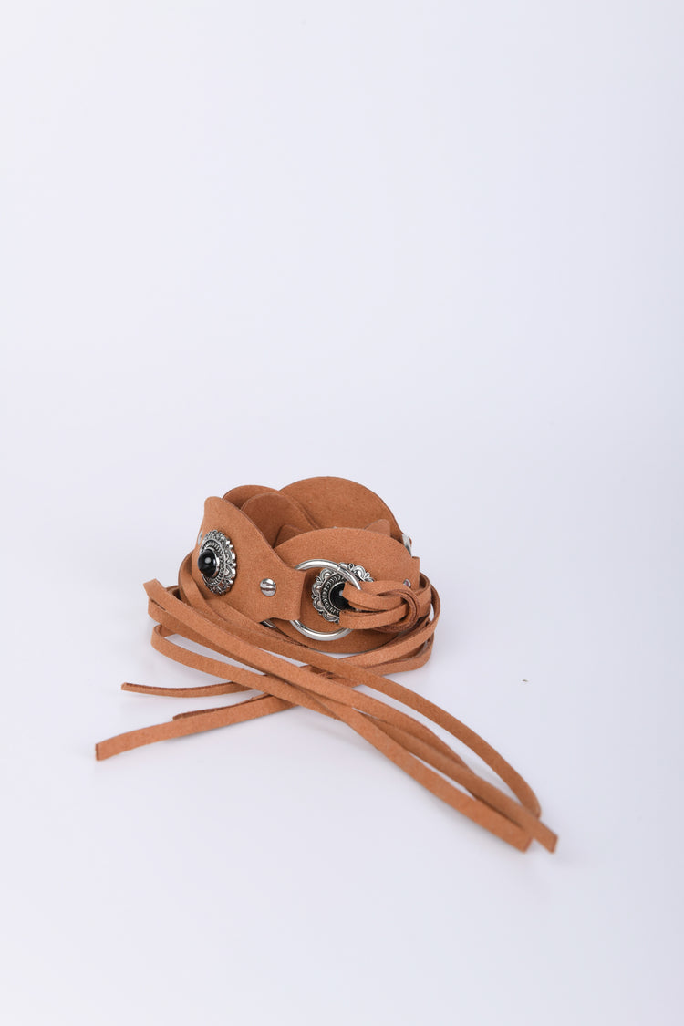 Boho-style stones fringed belt
