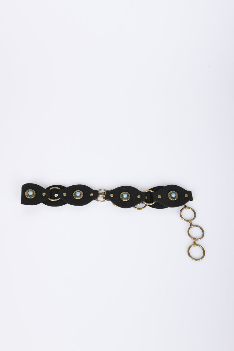 Stone-embellished boho belt
