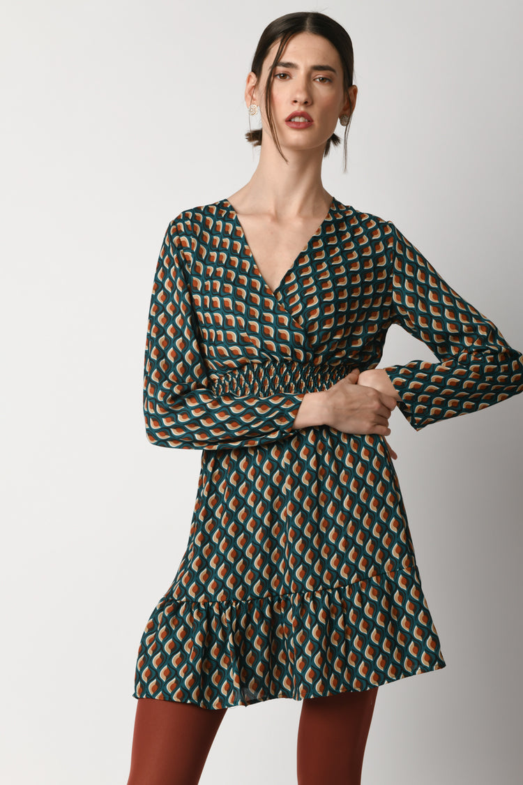 Geometric print mini dress
