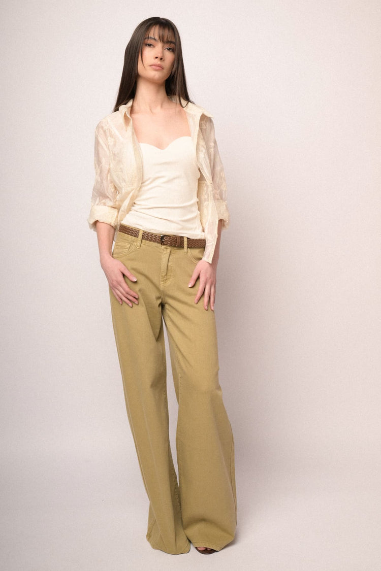 Beige embroidered organza shirt