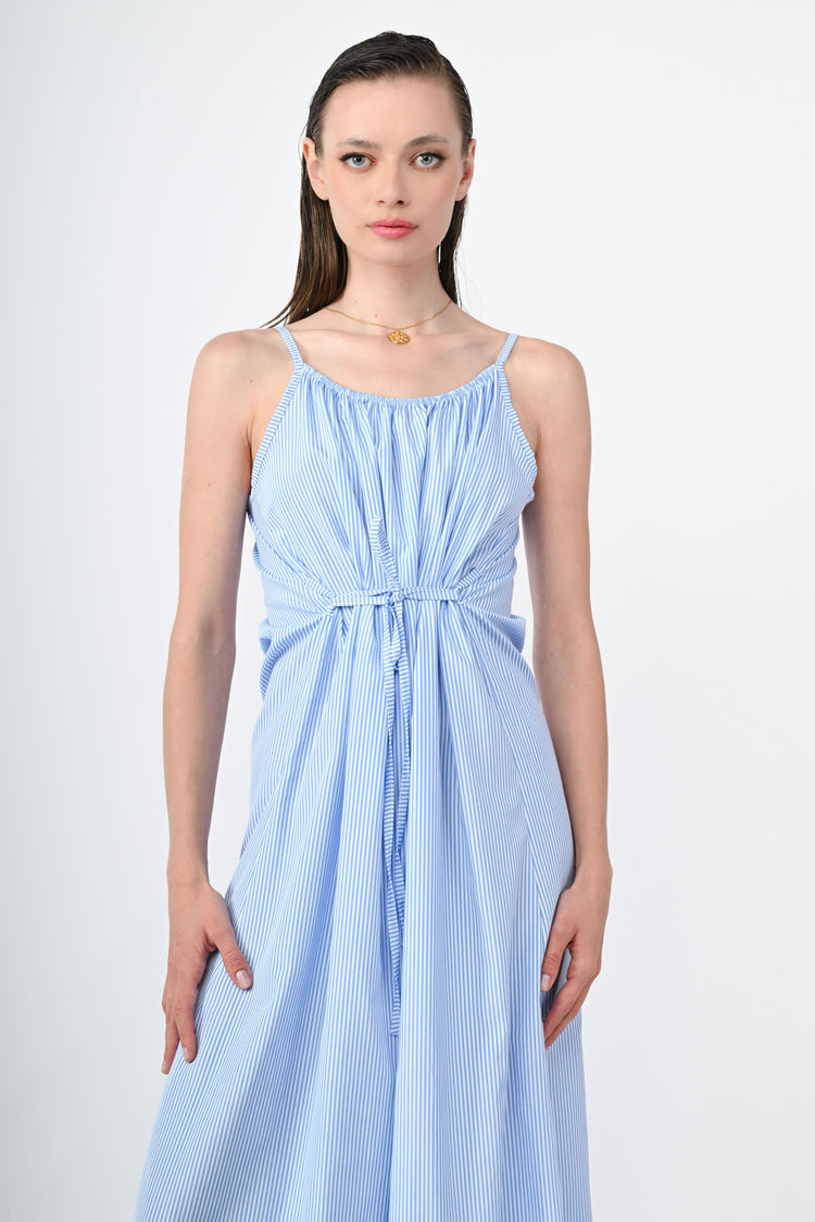 Flounce striped long dress