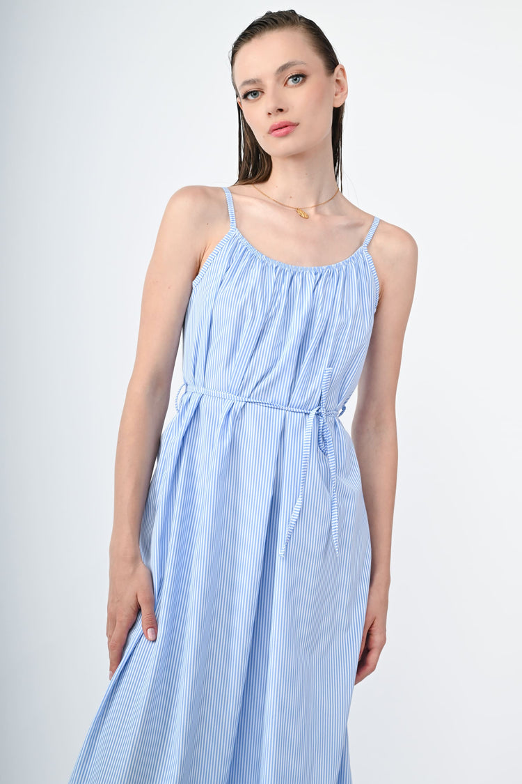 Flounce striped long dress