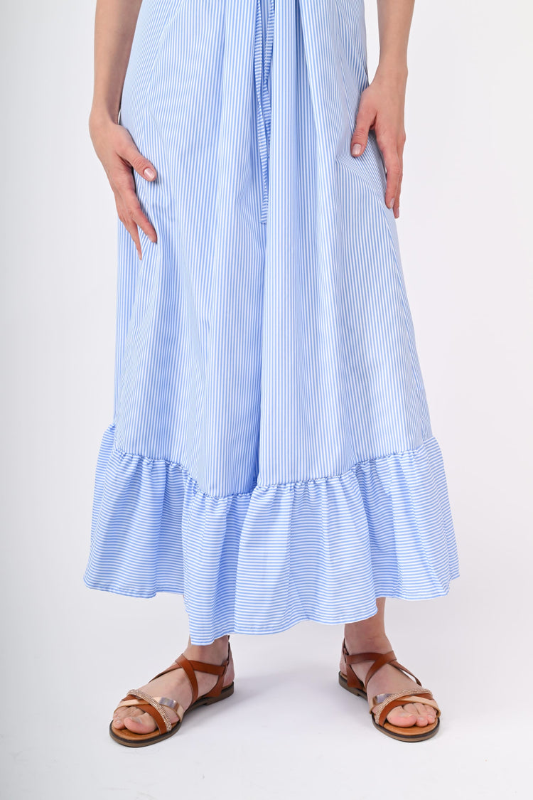 Flounce striped long dress