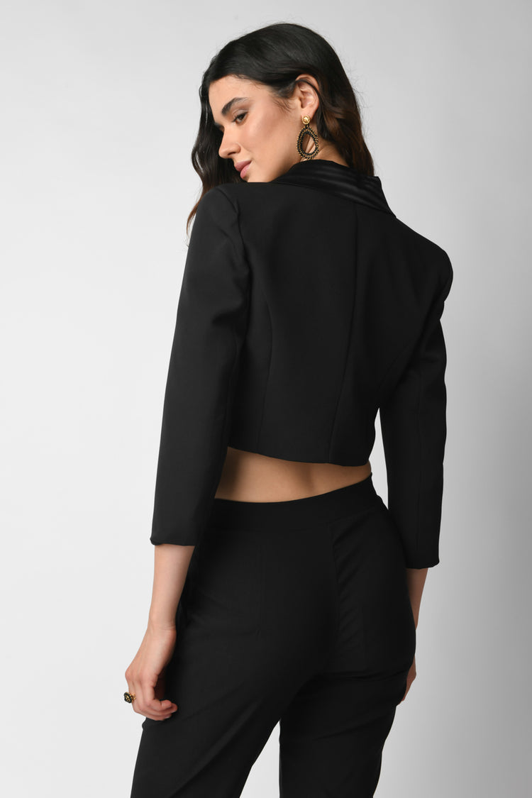 Single-breasted cropped blazer