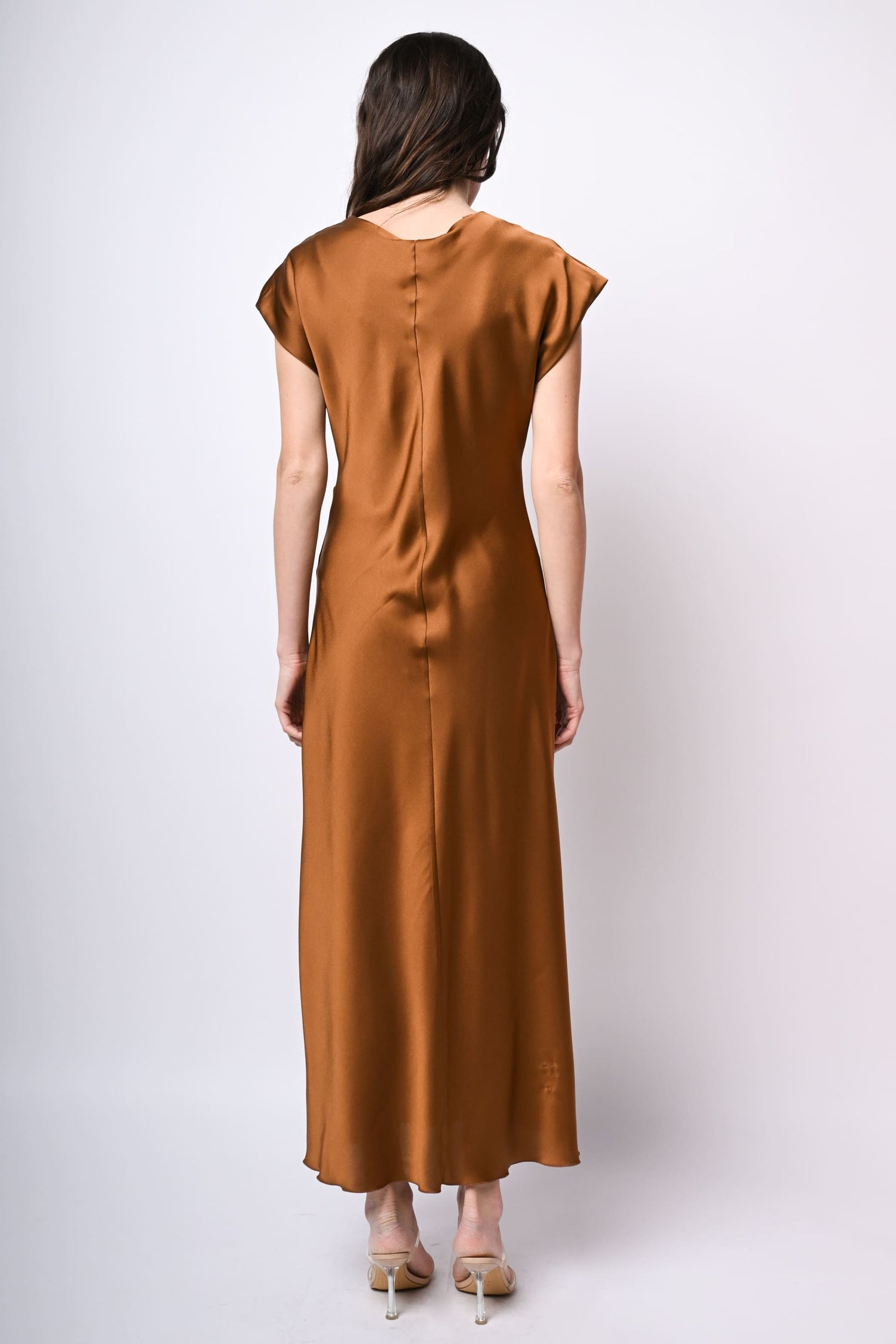 Side knot satin midi dress