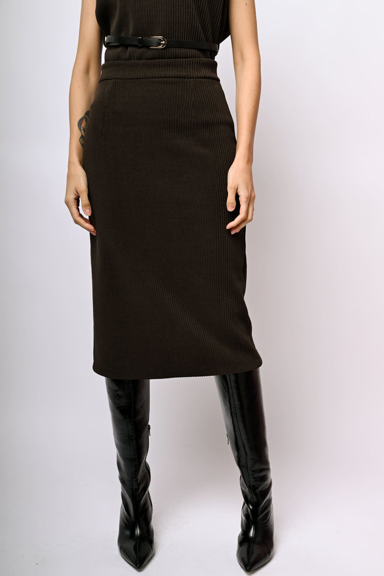 Corduroy midi skirt