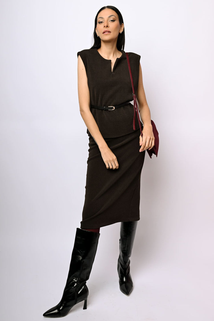 Corduroy midi skirt