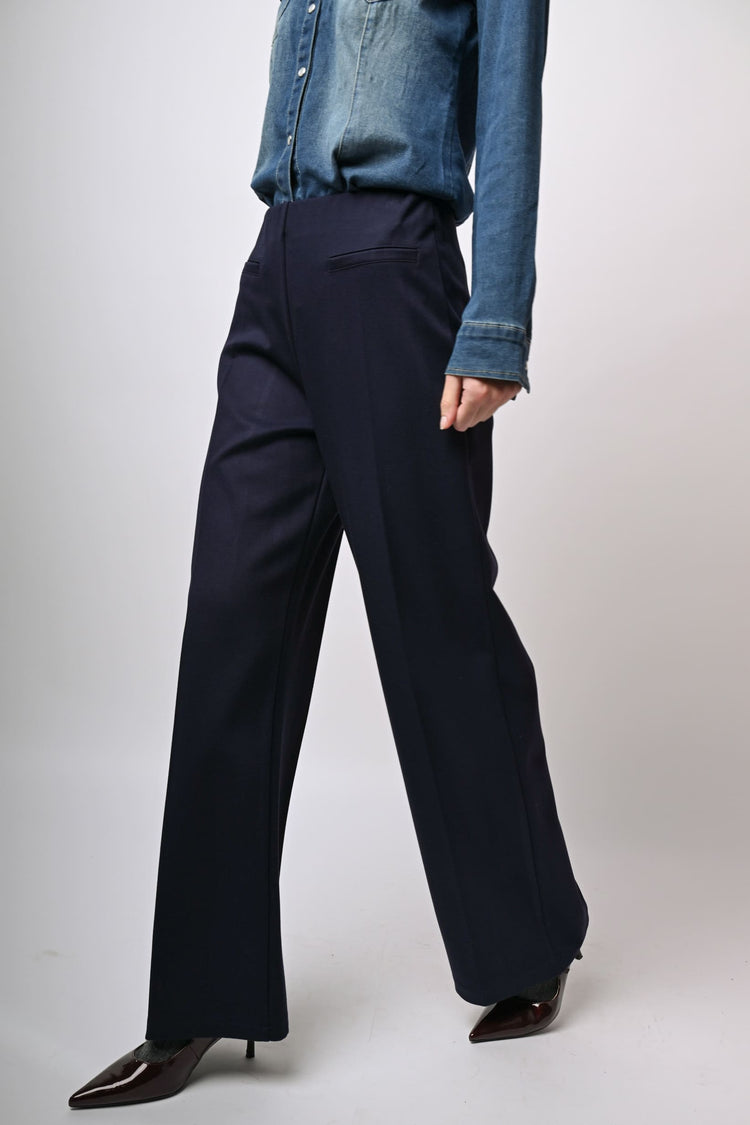 Stretch viscose-blend wide-leg trousers