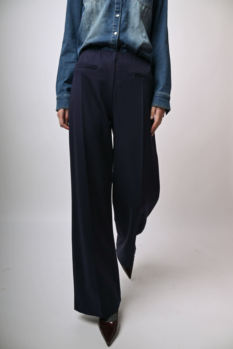 Stretch viscose-blend wide-leg trousers