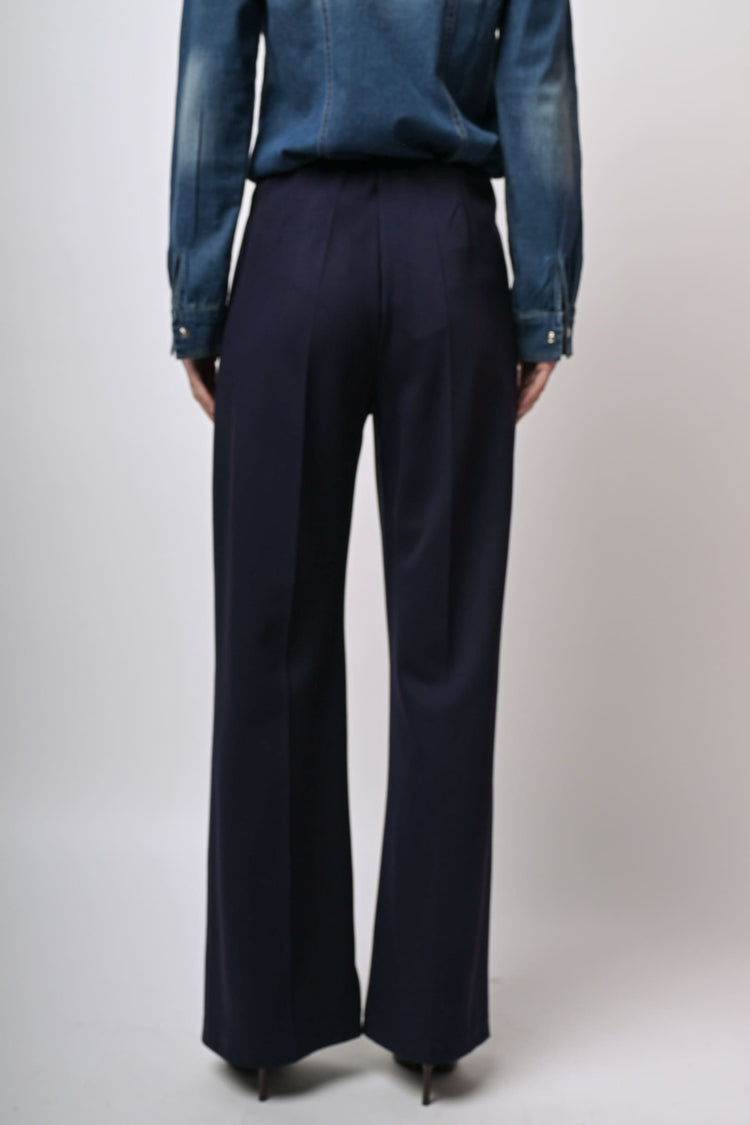 Stretch viscose-blend wide-leg trousers