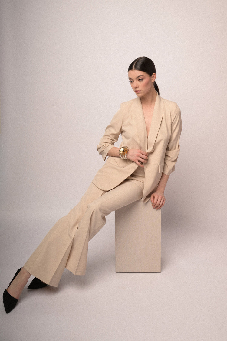 Flared leg basic trousers