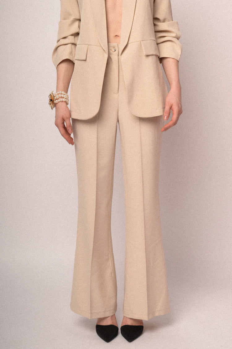 Flared leg basic trousers