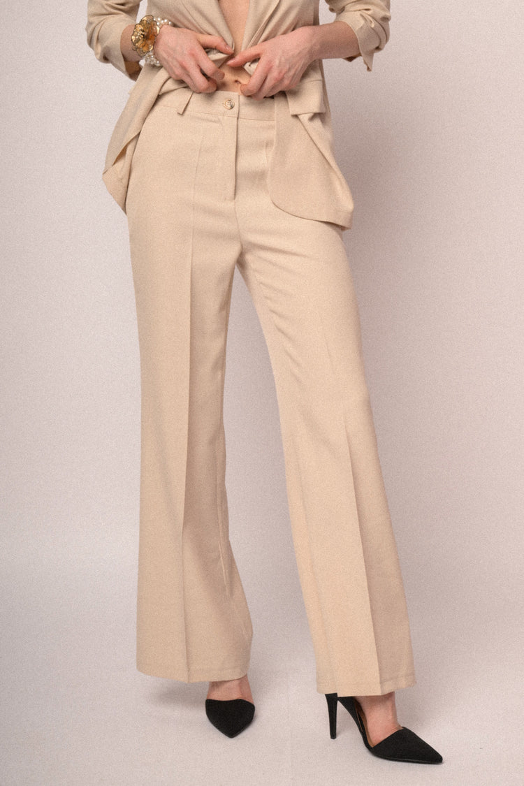 Flared leg basic trousers