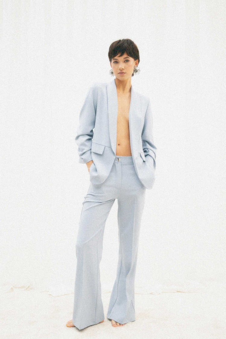 Flared leg basic trousers