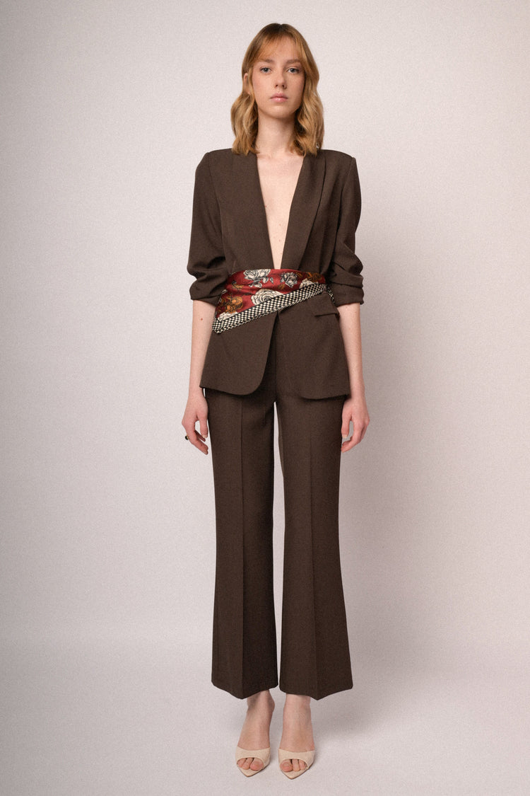 Chocolate flared leg basic trousers
