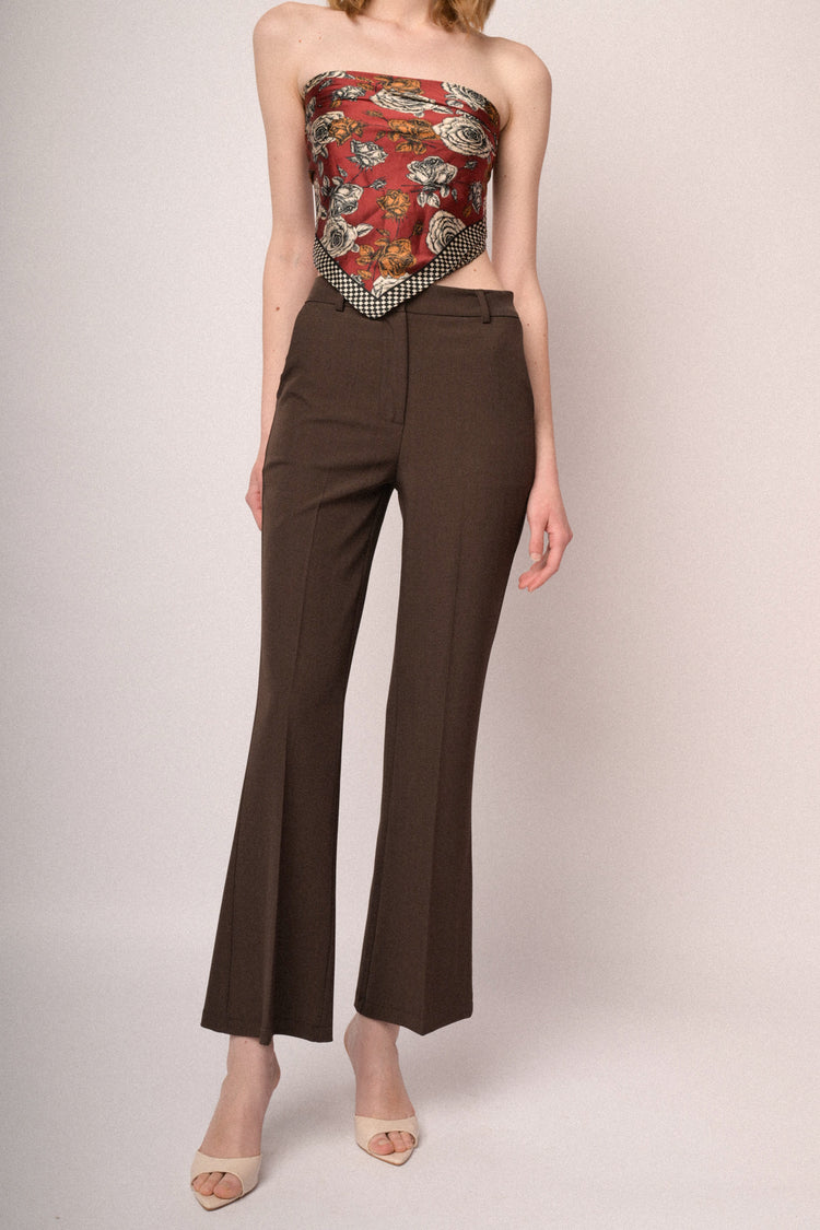 Chocolate flared leg basic trousers
